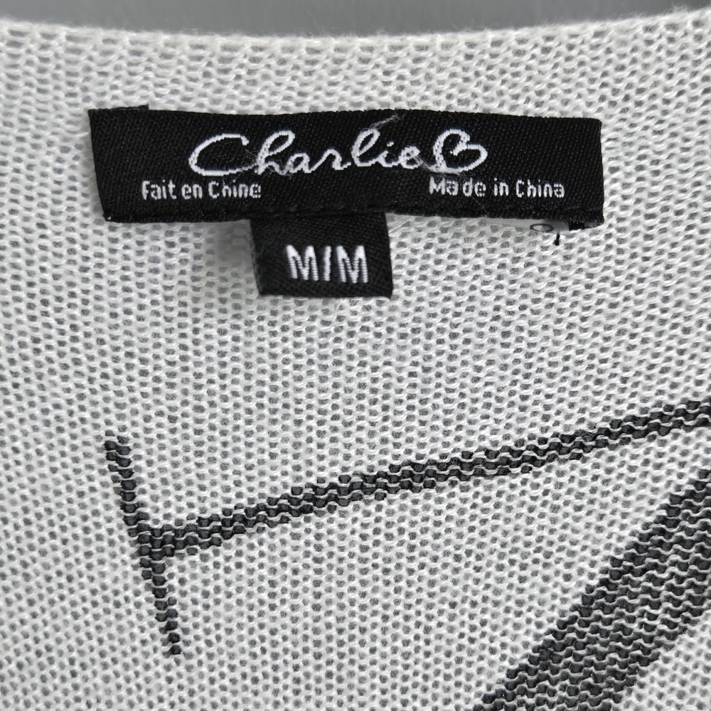CHARLIE B Black and White Graphic Oversized Tunic, Medium - Picture 4 of 5